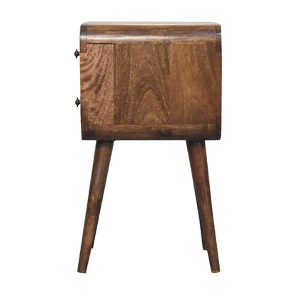 Mini Curved Grey Washed Bedside Table | Nightstand