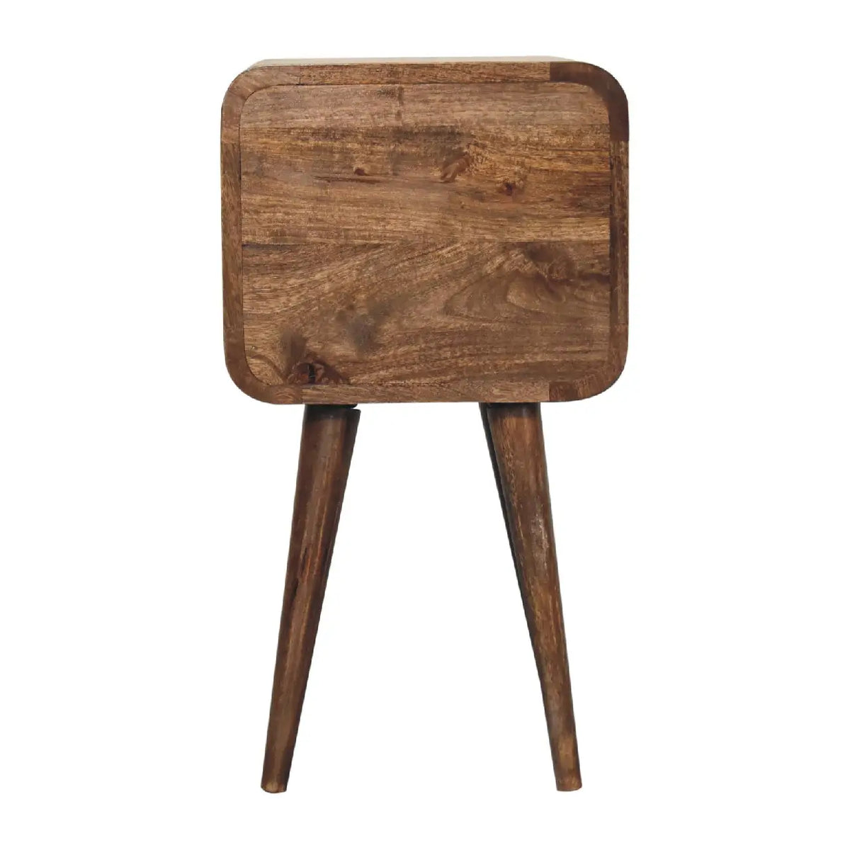 Mini Curved Grey Washed Bedside Table | Nightstand