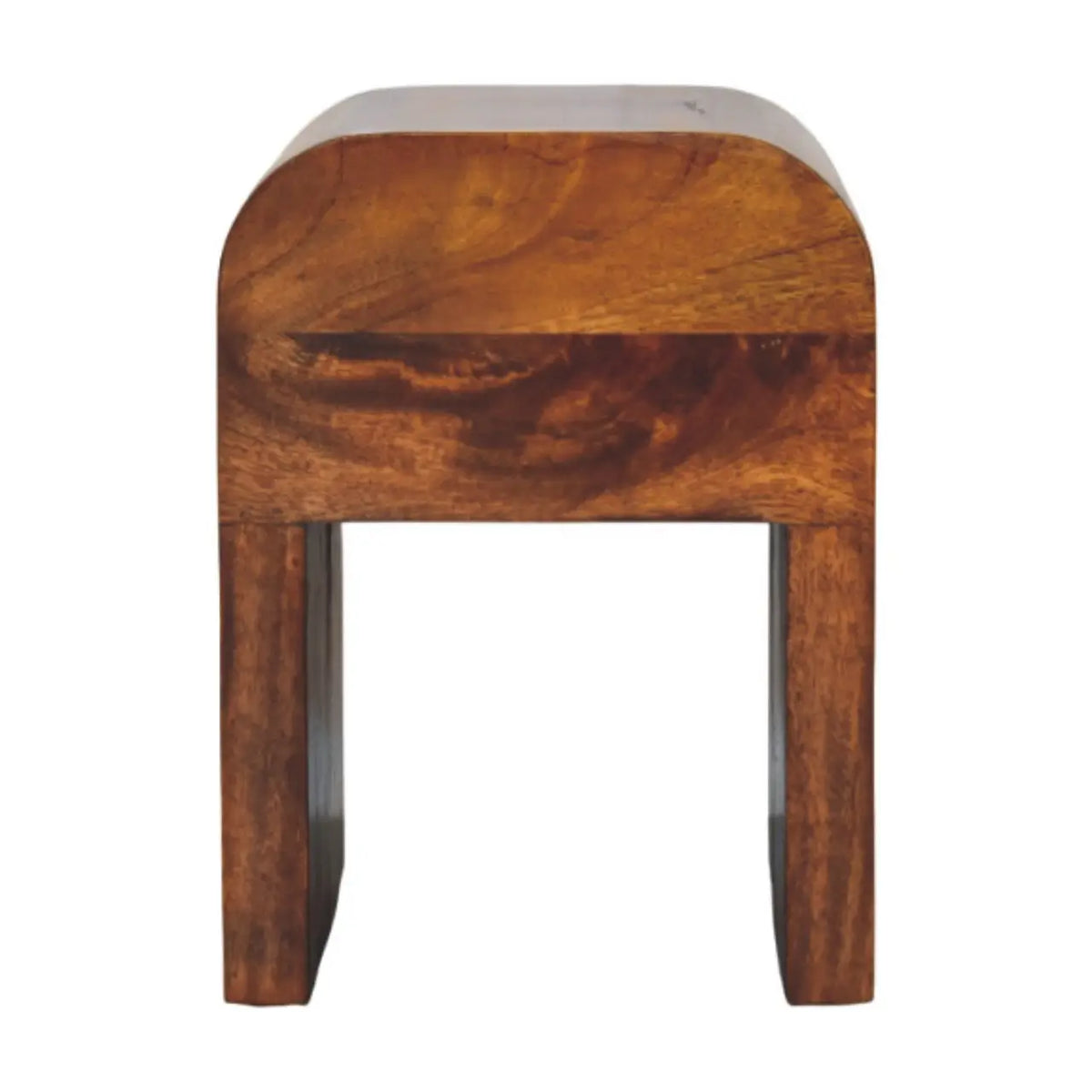 Mini Darcy Chestnut Bedside Table Nightstand Curved Edges Solid Mango Wood