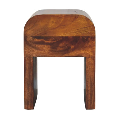 Mini Darcy Chestnut Bedside Table Nightstand Curved Edges Solid Mango Wood