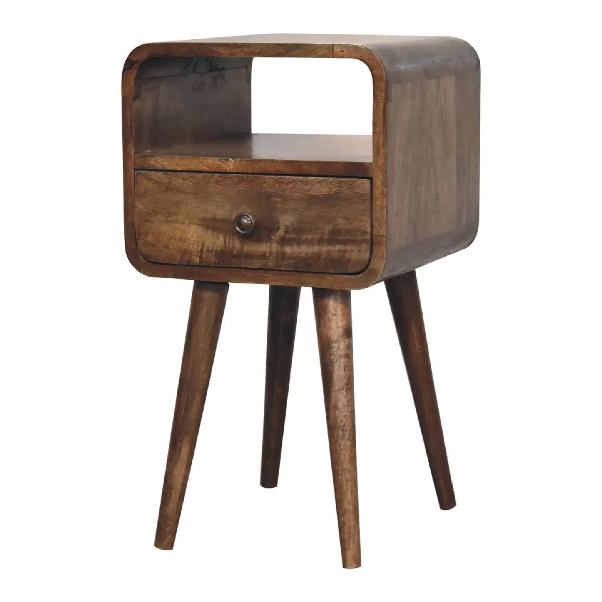 Mini Grey Wash Curve Open Bedside Table | Nightstand