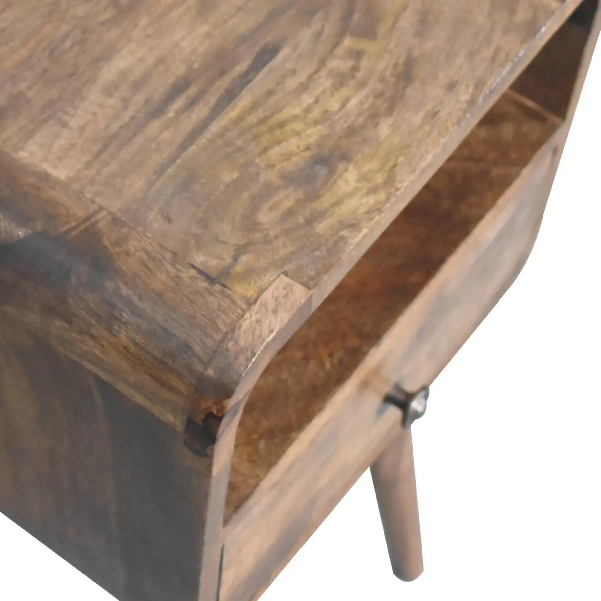 Mini Grey Wash Curve Open Bedside Table | Nightstand