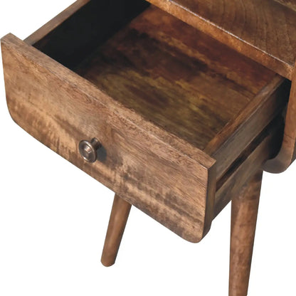 Mini Grey Wash Curve Open Bedside Table | Nightstand
