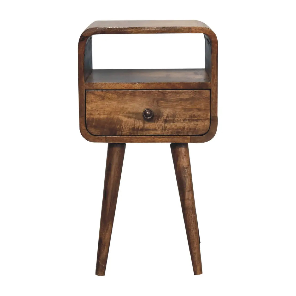Mini Grey Wash Curve Open Bedside Table | Nightstand