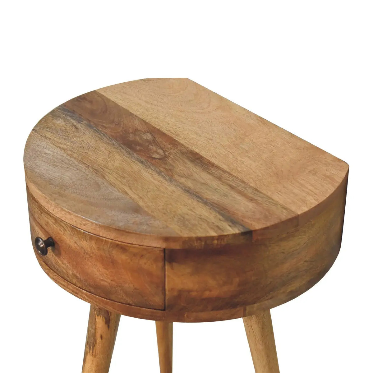 Mini Oak-ish Circular Shape Bedside Table | Nightstand
