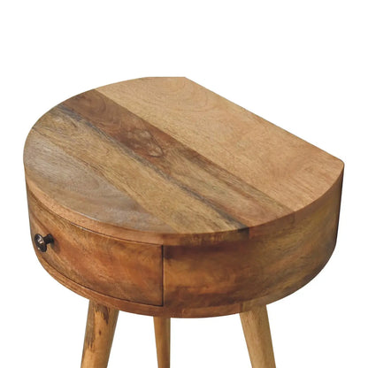 Mini Oak-ish Circular Shape Bedside Table | Nightstand