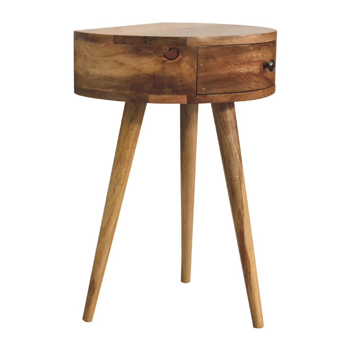 Mini Oak-ish Circular Shape Bedside Table | Nightstand