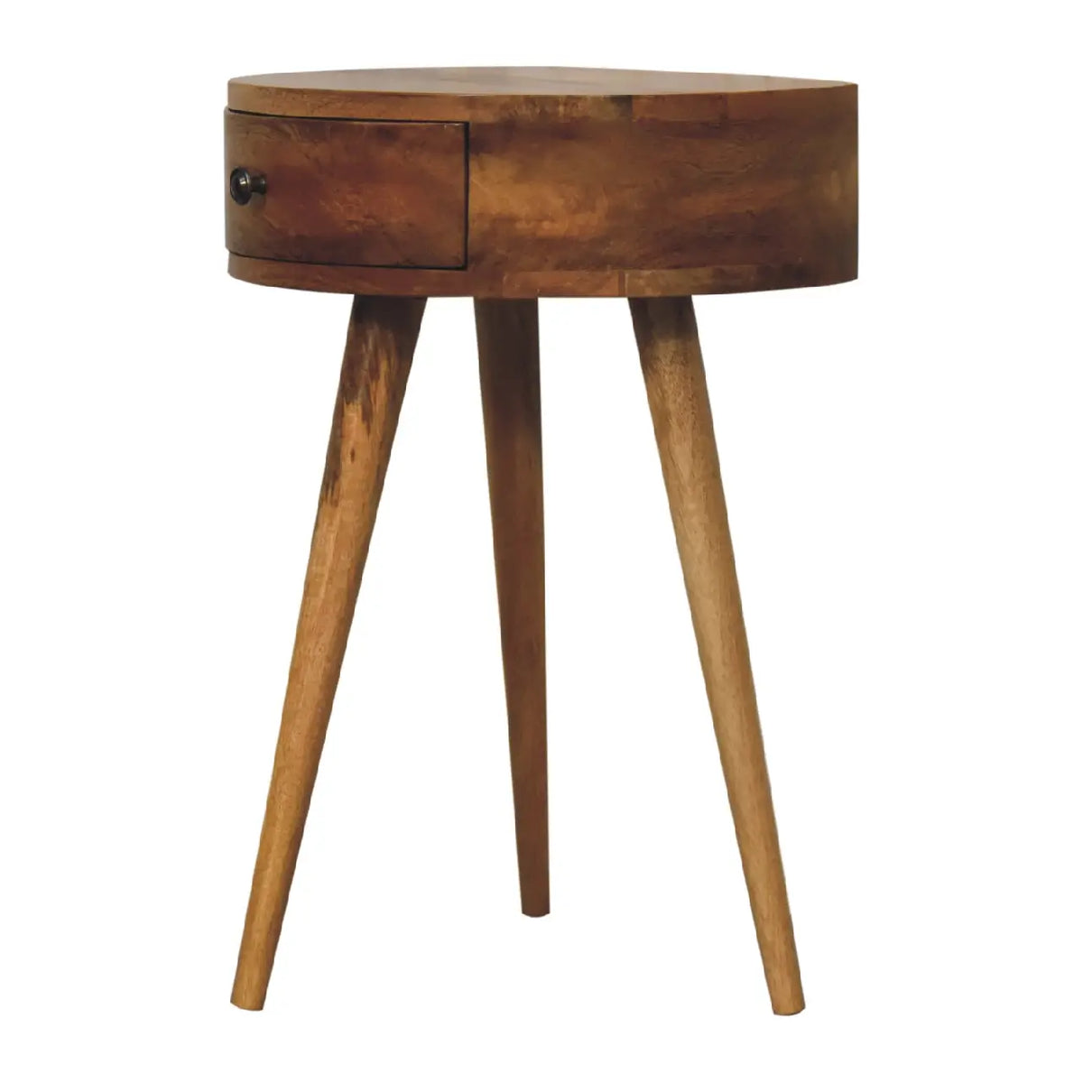 Mini Oak-ish Circular Shape Bedside Table | Nightstand