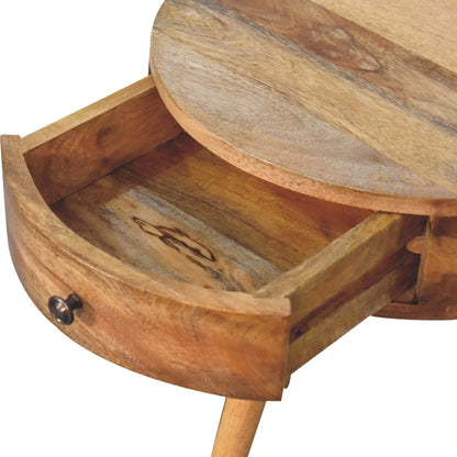 Mini Oak-ish Circular Shape Bedside Table | Nightstand