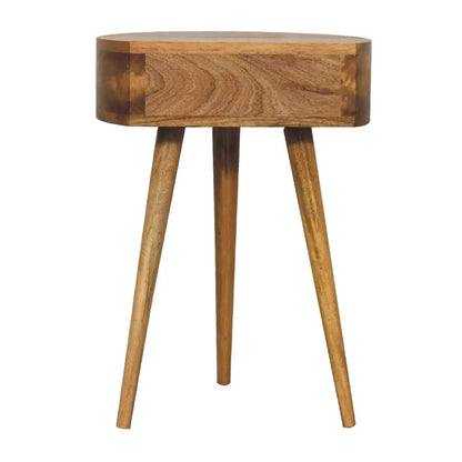 Mini Oak-ish Circular Shape Bedside Table | Nightstand