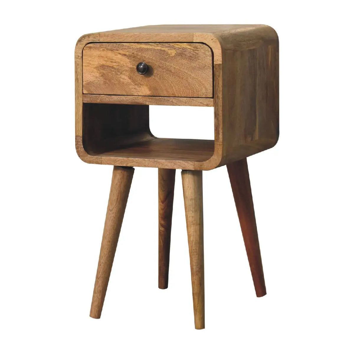 Mini Oak-ish Curve Lower Bedside Table | Nightstand