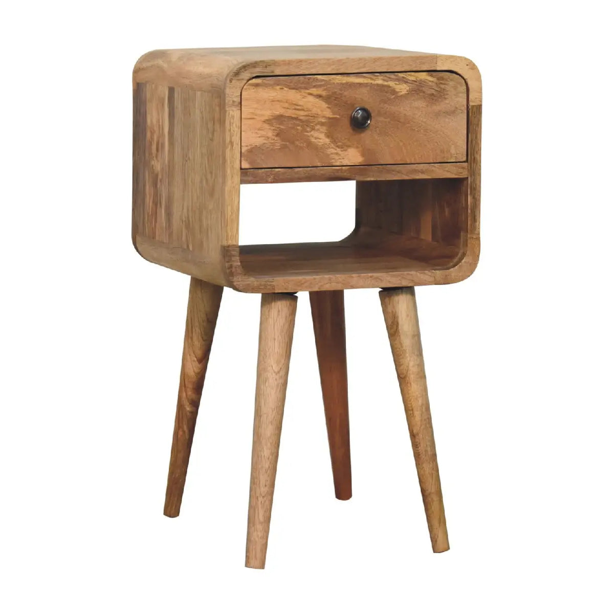 Mini Oak-ish Curve Lower Bedside Table | Nightstand