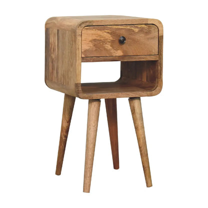 Mini Oak-ish Curve Lower Bedside Table | Nightstand