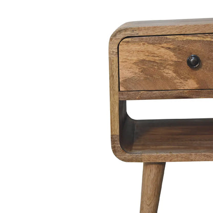 Mini Oak-ish Curve Lower Bedside Table | Nightstand