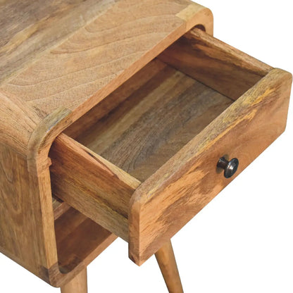 Mini Oak-ish Curve Lower Bedside Table | Nightstand