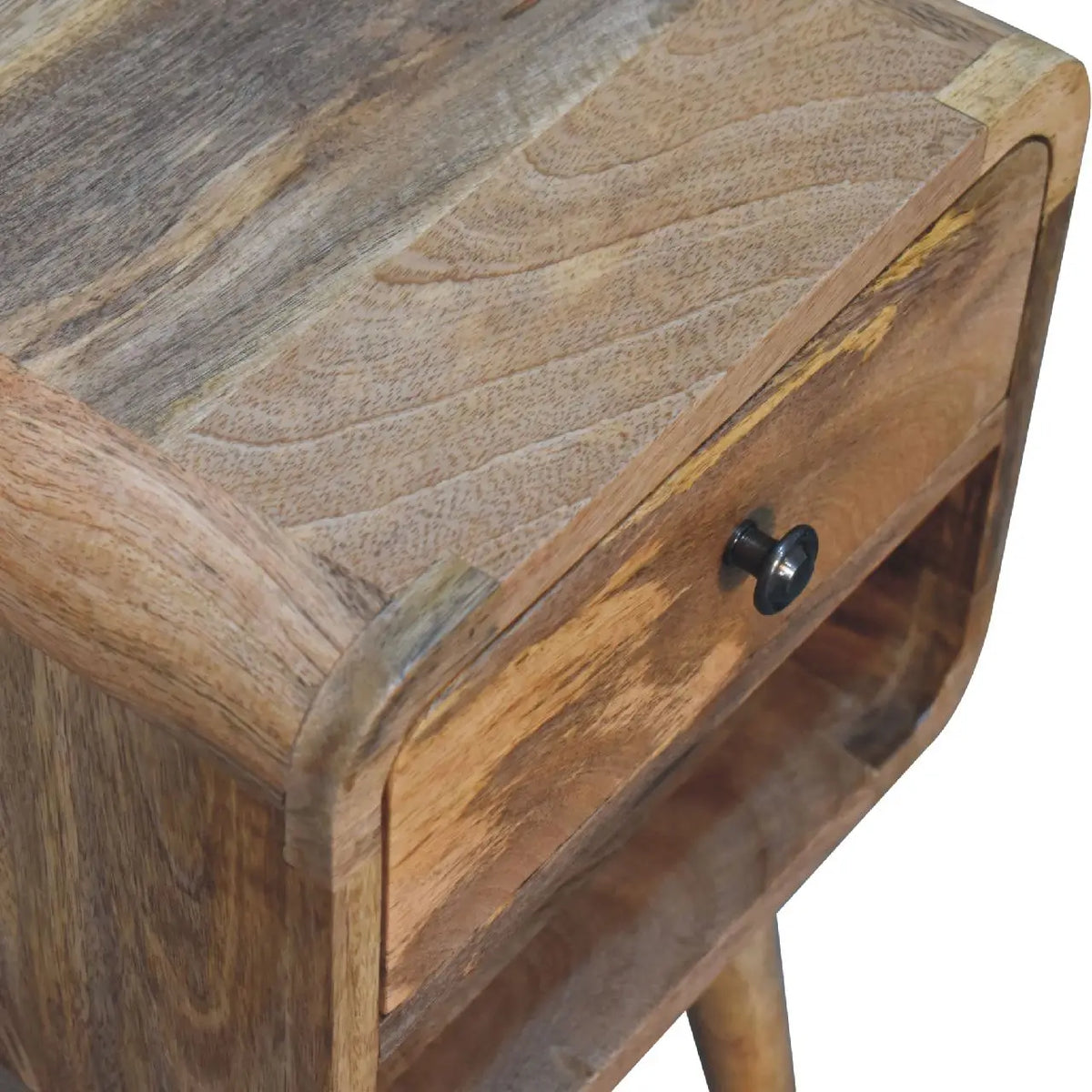 Mini Oak-ish Curve Lower Bedside Table | Nightstand