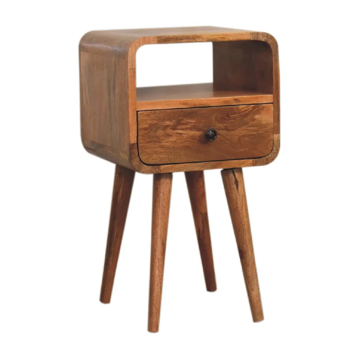 Mini Oakish Curve Open Bedside Table | Nightstand