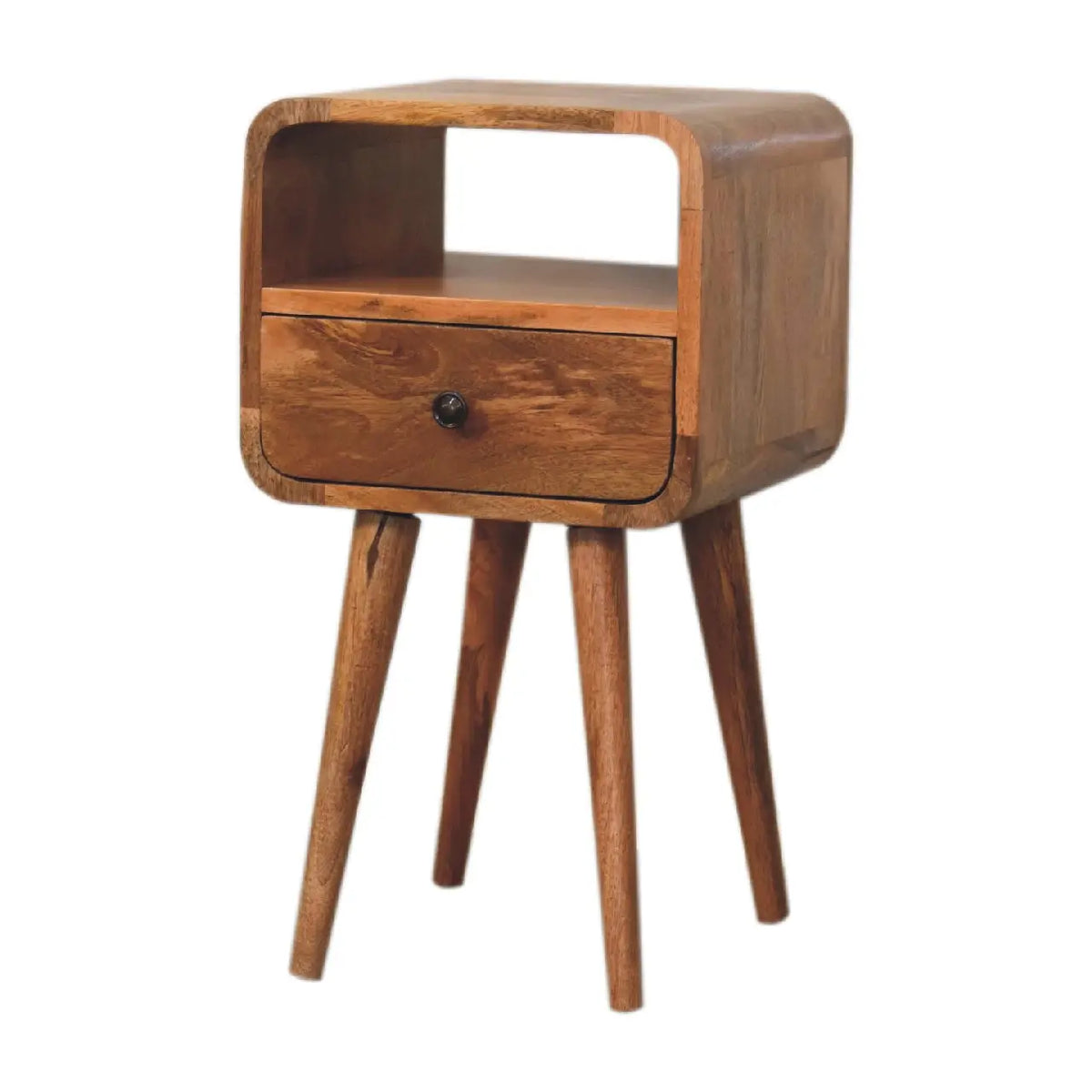 Mini Oakish Curve Open Bedside Table | Nightstand