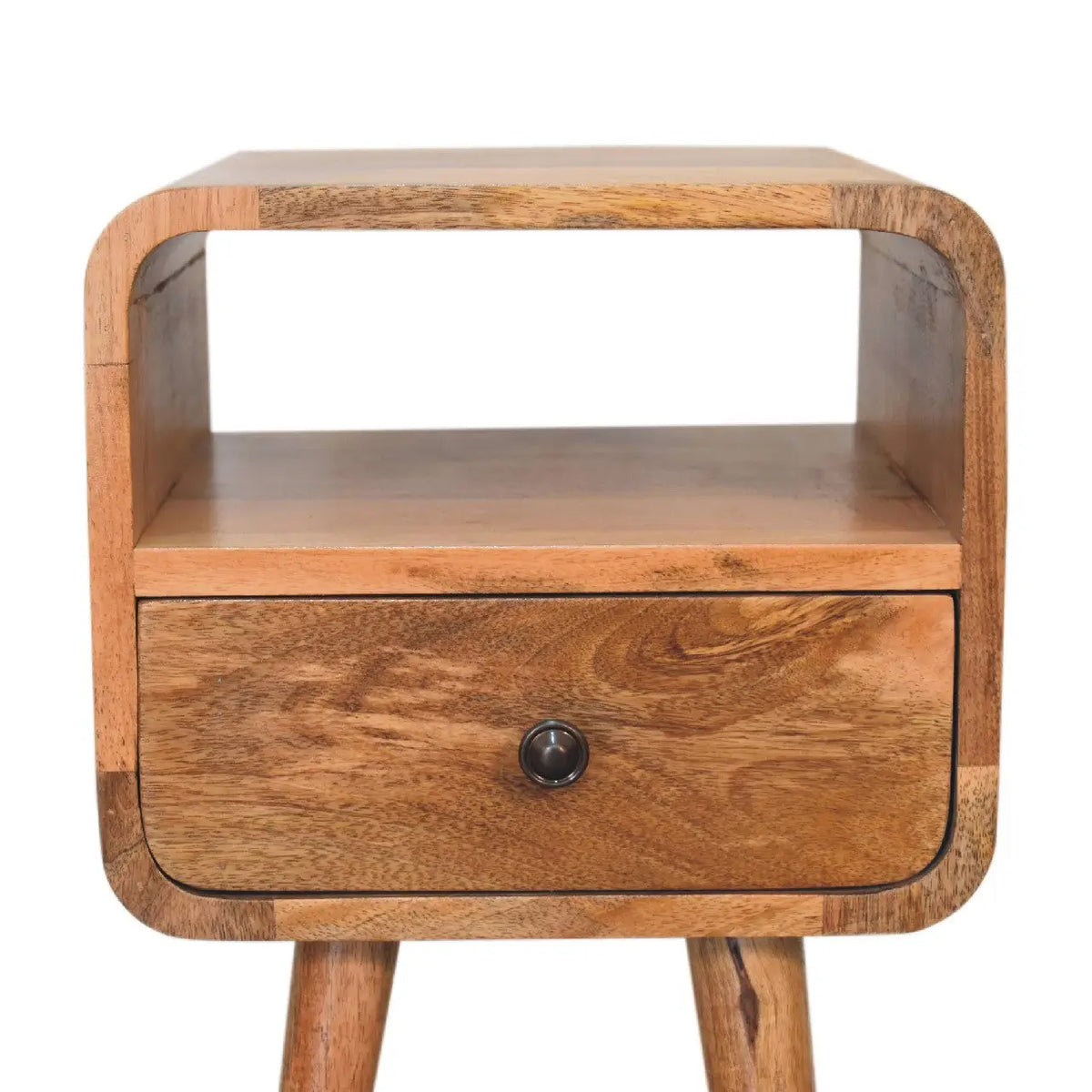 Mini Oakish Curve Open Bedside Table | Nightstand