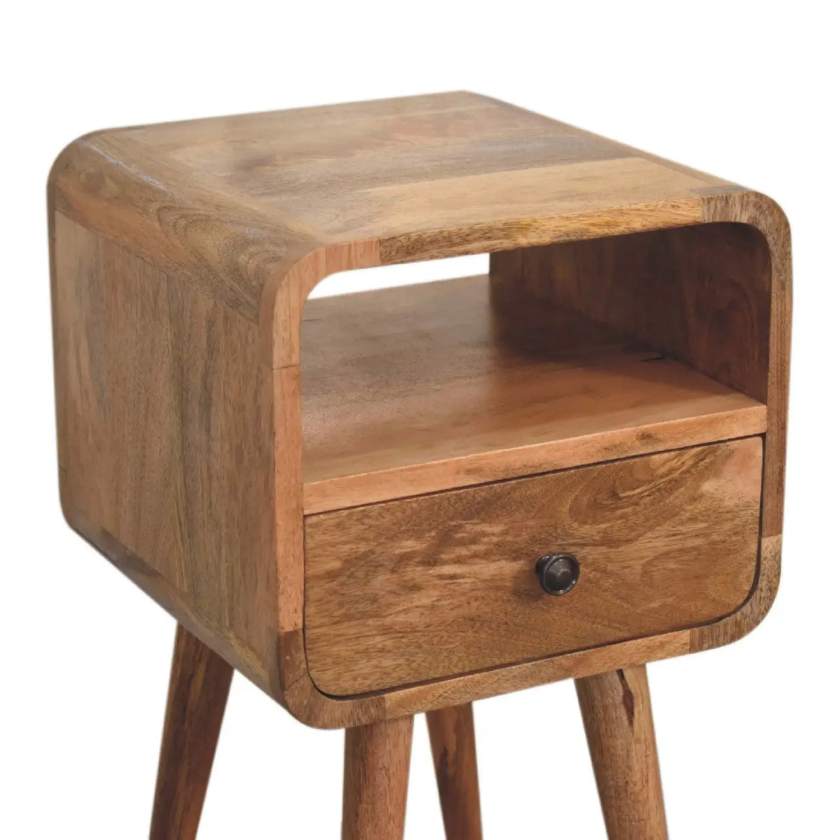 Mini Oakish Curve Open Bedside Table | Nightstand