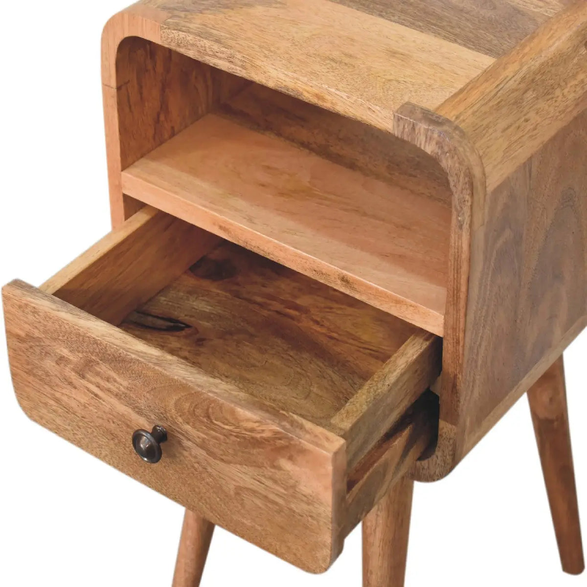 Mini Oakish Curve Open Bedside Table | Nightstand
