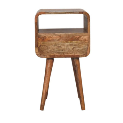 Mini Oakish Curve Open Bedside Table | Nightstand