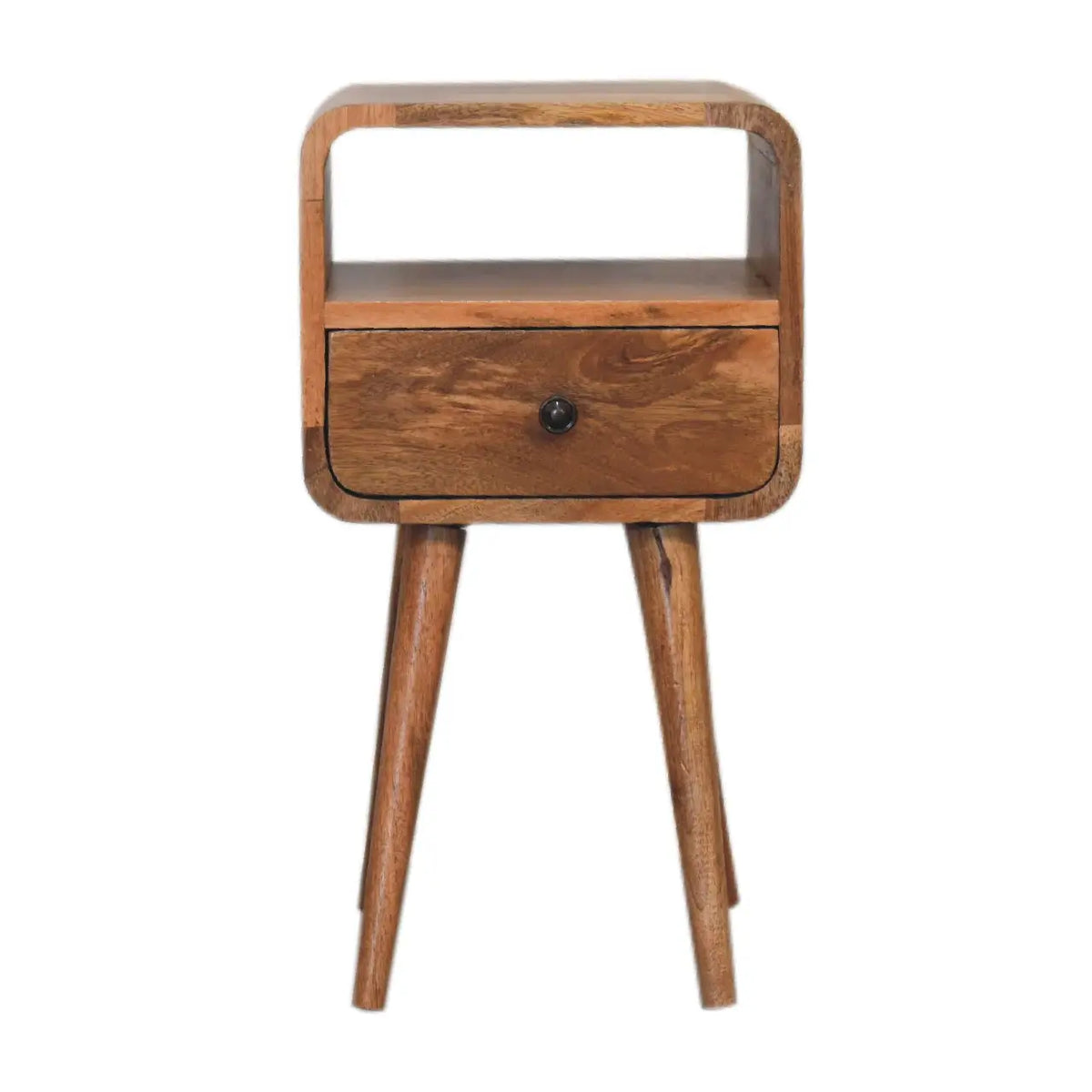 Mini Oakish Curve Open Bedside Table | Nightstand