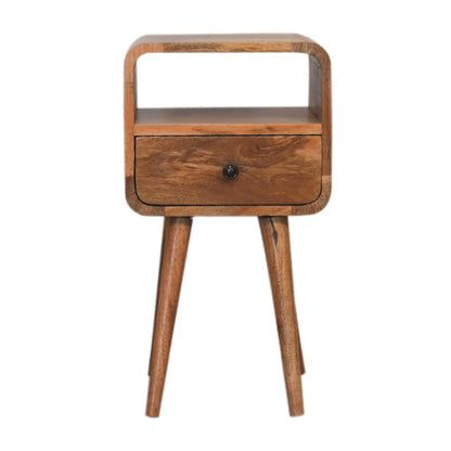 Mini Oakish Curve Open Bedside Table | Nightstand