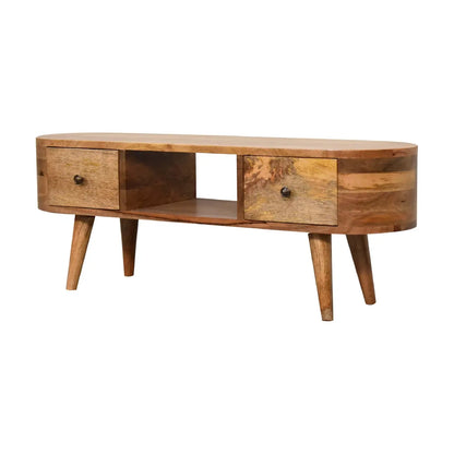 Mini Rounded Dual Drawer TV Stand | Entertainment Unit