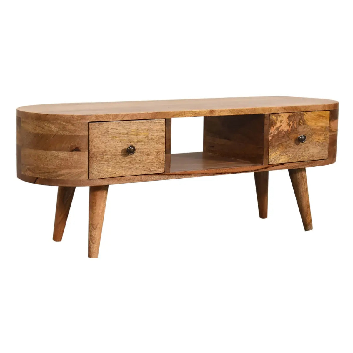 Mini Rounded Dual Drawer TV Stand | Entertainment Unit