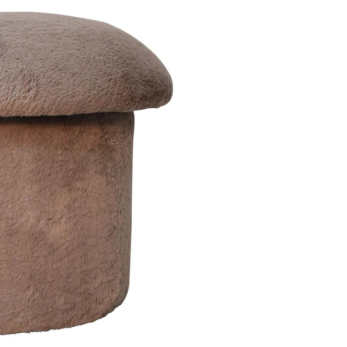 Mocha Faux Fur Mushroom Footstool | Ottoman