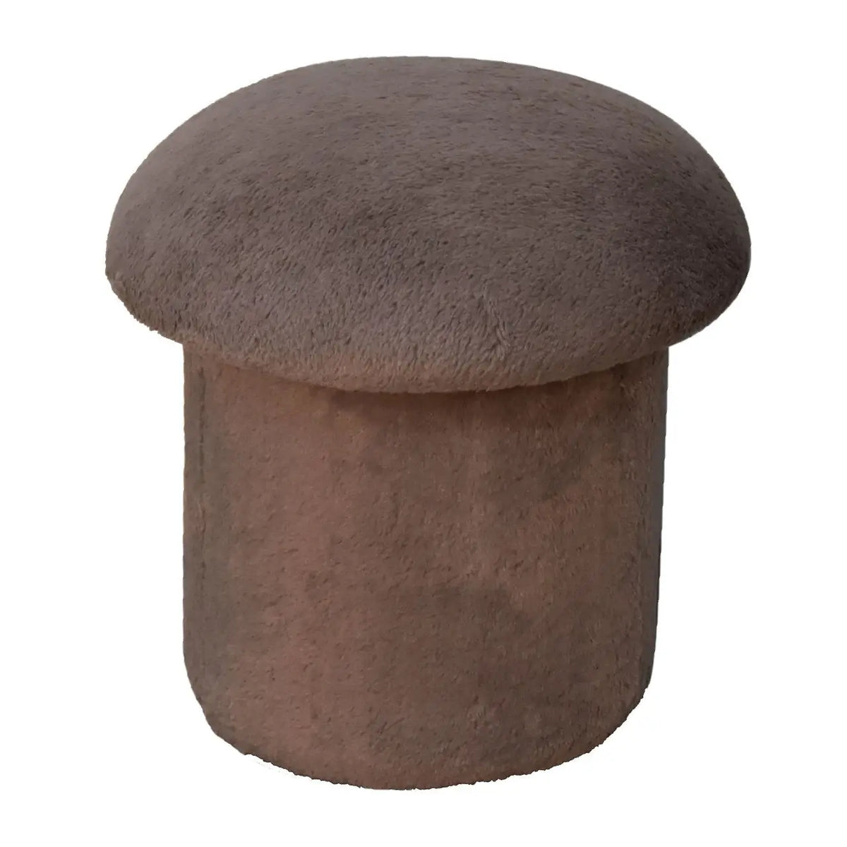 Mocha Faux Fur Mushroom Footstool | Ottoman