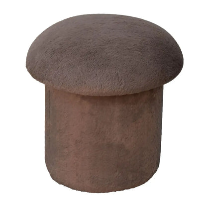 Mocha Faux Fur Mushroom Footstool | Ottoman