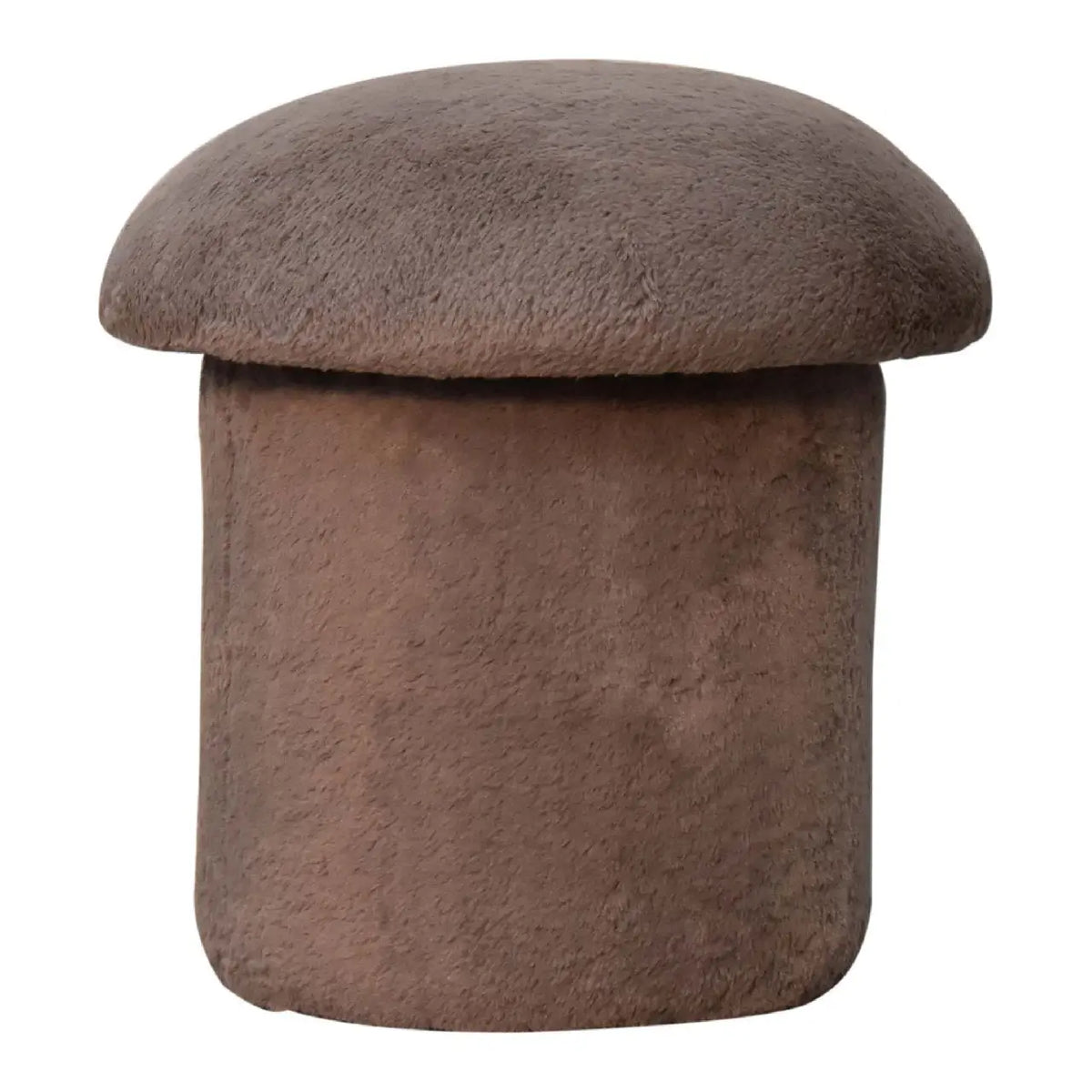 Mocha Faux Fur Mushroom Footstool | Ottoman