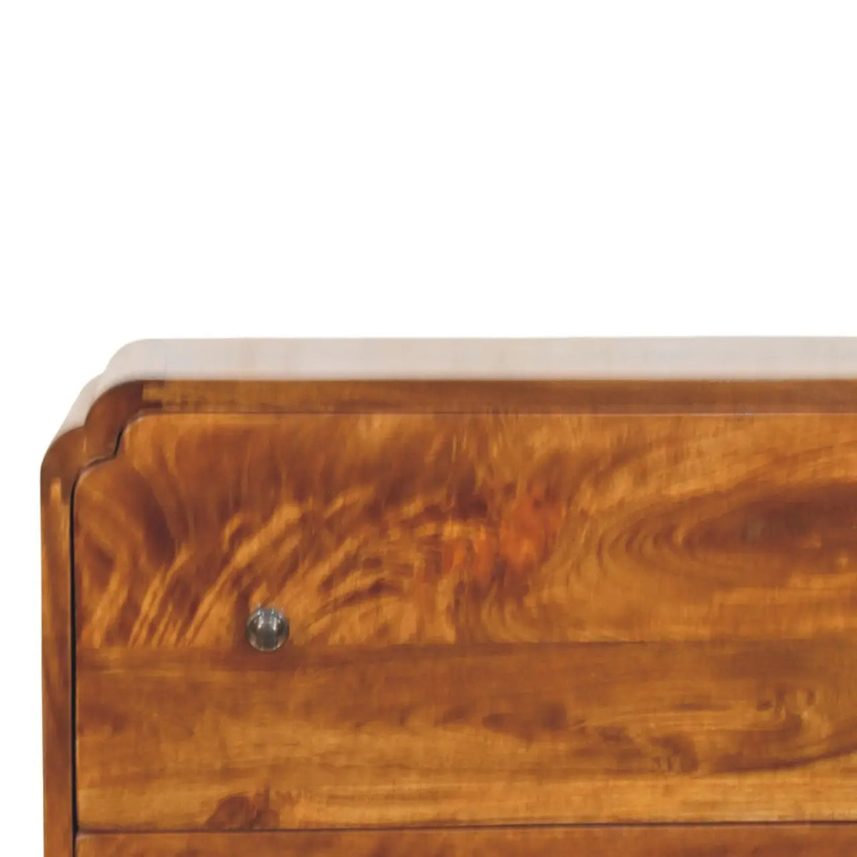 Newton Chestnut 3 Drawer Chest of Drawers Solid Mango Wood Brass Knobs