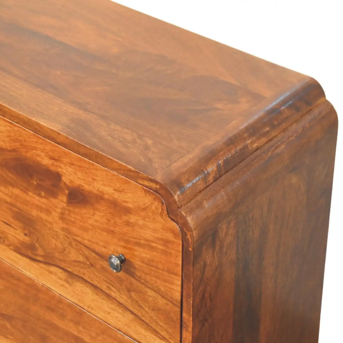 Newton Chestnut 3 Drawer Chest of Drawers Solid Mango Wood Brass Knobs