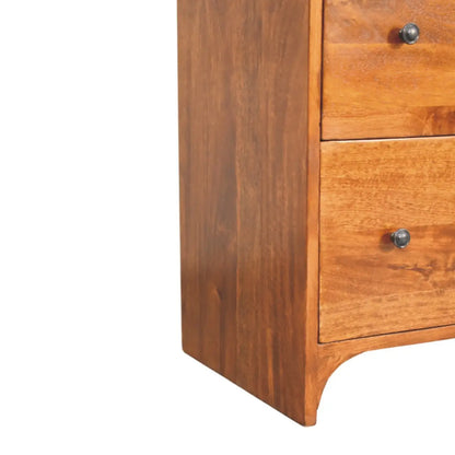 Newton Chestnut 3 Drawer Chest of Drawers Solid Mango Wood Brass Knobs