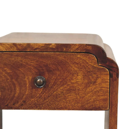 Newton Mini Chestnut Nightstand with Drawer and Open Shelf | Bedside Table