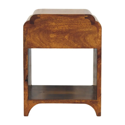Newton Mini Chestnut Nightstand with Drawer and Open Shelf | Bedside Table