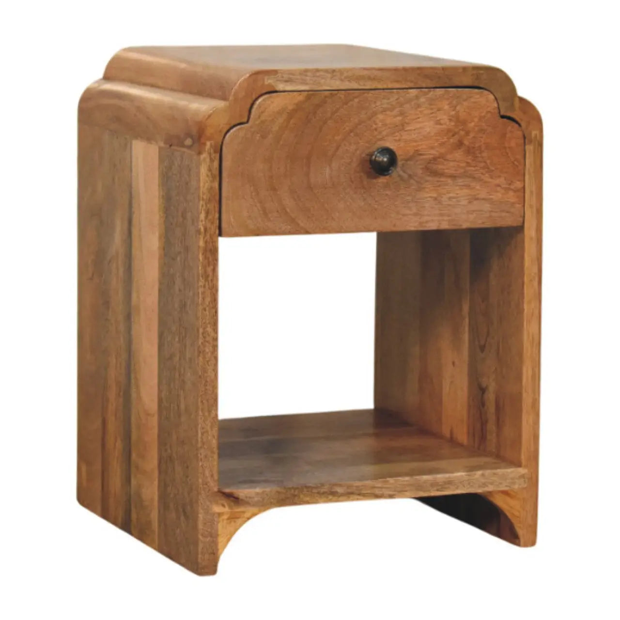 Newton Mini Oak-ish Nightstand with Drawer and Open Shelf