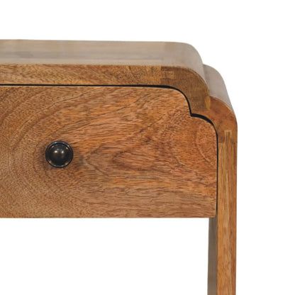 Newton Mini Oak-ish Nightstand with Drawer and Open Shelf