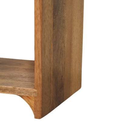 Newton Mini Oak-ish Nightstand with Drawer and Open Shelf
