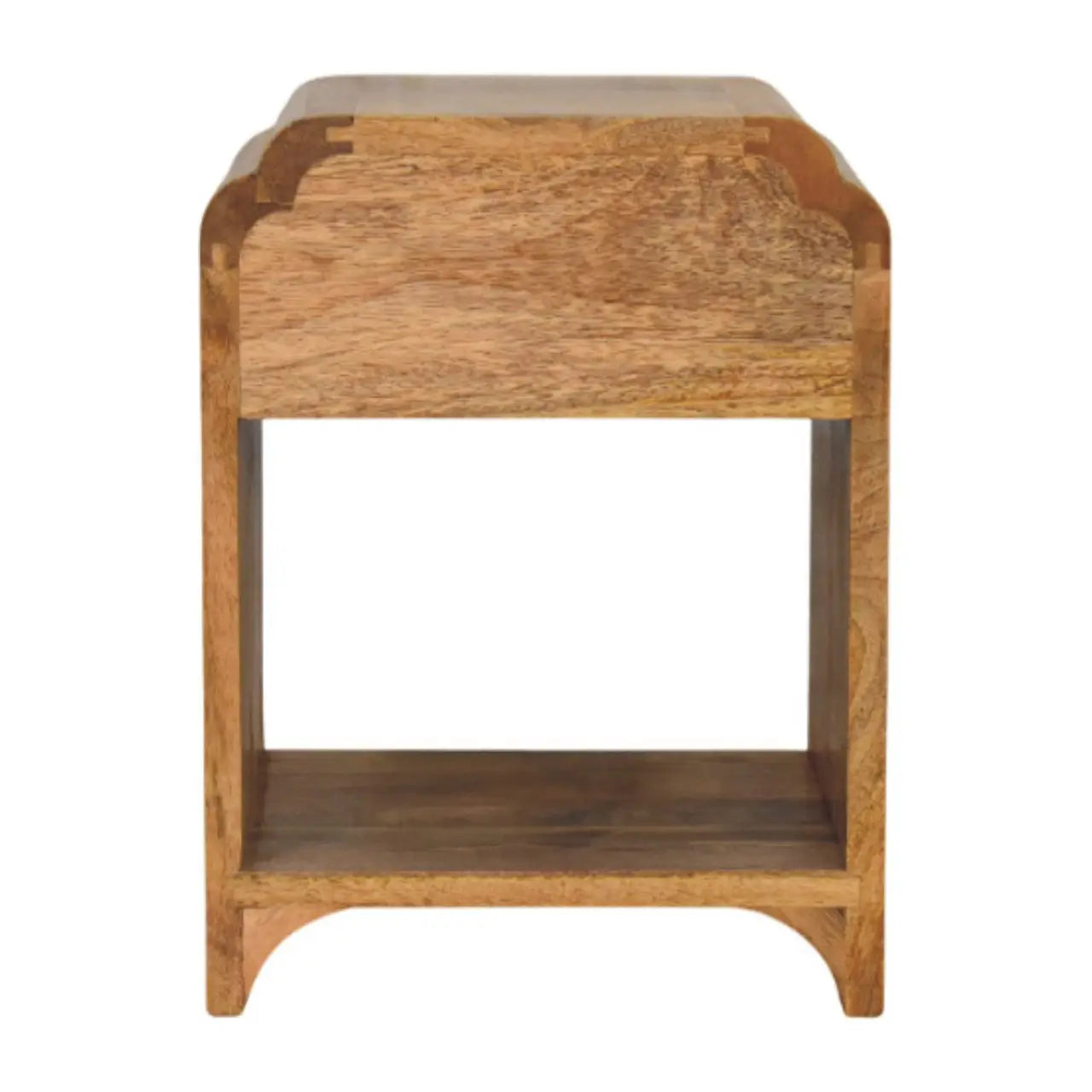 Newton Mini Oak-ish Nightstand with Drawer and Open Shelf