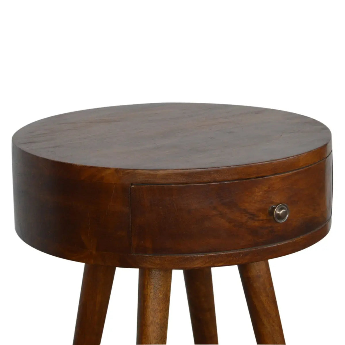Nordic Chestnut Circular Bedside Table | Nightstand