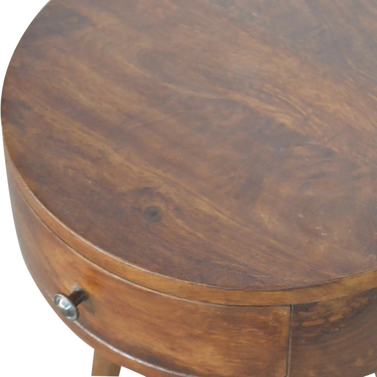 Nordic Chestnut Circular Bedside Table | Nightstand