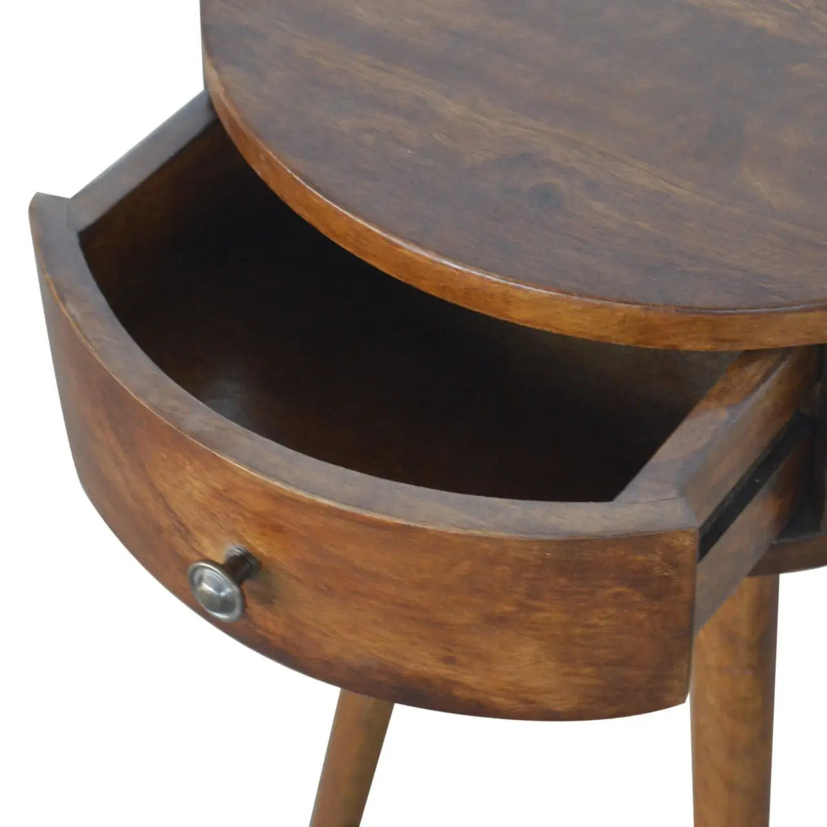 Nordic Chestnut Circular Bedside Table | Nightstand