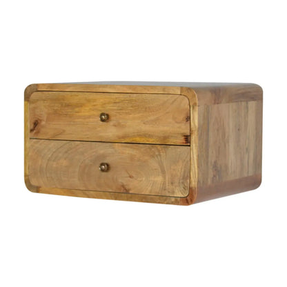 Oak-ish 2 Drawer Floating Bedside Table | Nightstand
