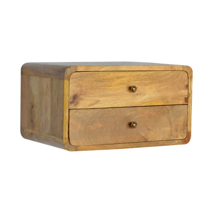Oak-ish 2 Drawer Floating Bedside Table | Nightstand
