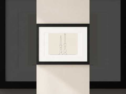 Two Taper Candles Line Art Framed Wall Art | Livvat Exclusive