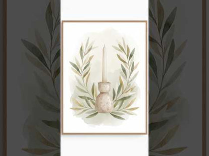 Ceramic Candle with Olive Branch Framed Wall Art | Livvat Exclusive